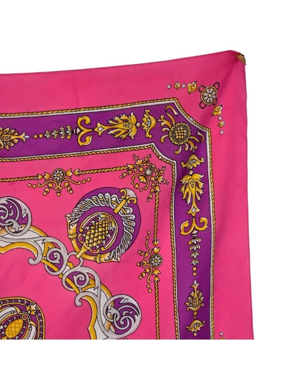 Vintage 90s Pink Purple Abstract Crown Scarf Women Accessories Colorful Square